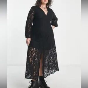 ASOS Reclaimed Vintage Midi Black Lace Dress